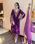 Violet Designer Viscose Velvet Plazzo Top and Dupatta For Party Wear