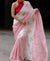 White and Pink Soft Mulmul Cotton Digital Print Saree with Banglori Blouse