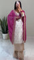 White Chinnon Silk Embroidery Top Pant and Pink Dupatta For Party Wear