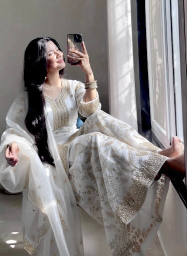 White Designer Pure Jimmy Choo Plazzo and Dupatta For Party Wear