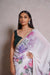 White Georgette Digital Floral Print Saree with Black Blouse