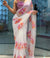 White Georgette Digital Printed Saree with Sequins Mirror Work Blouse