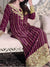 Wine Designer Chinon Silk Plazzo Long Top and Dupatta For Party Wear