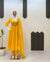 Yellow Gown & Pant Set with Sequence Embroidery and Lace Border Dupatta
