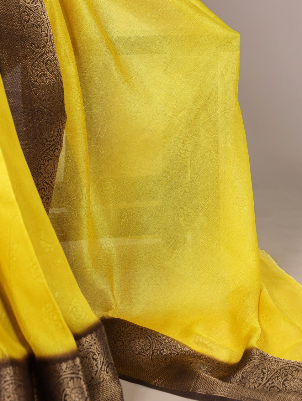 Yellow Marsh Mello Zari Weaving Saree with Matching Blouse