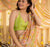 Yellow Mulmul Cotton Digital Print Saree with lime green Mulmul Blouse