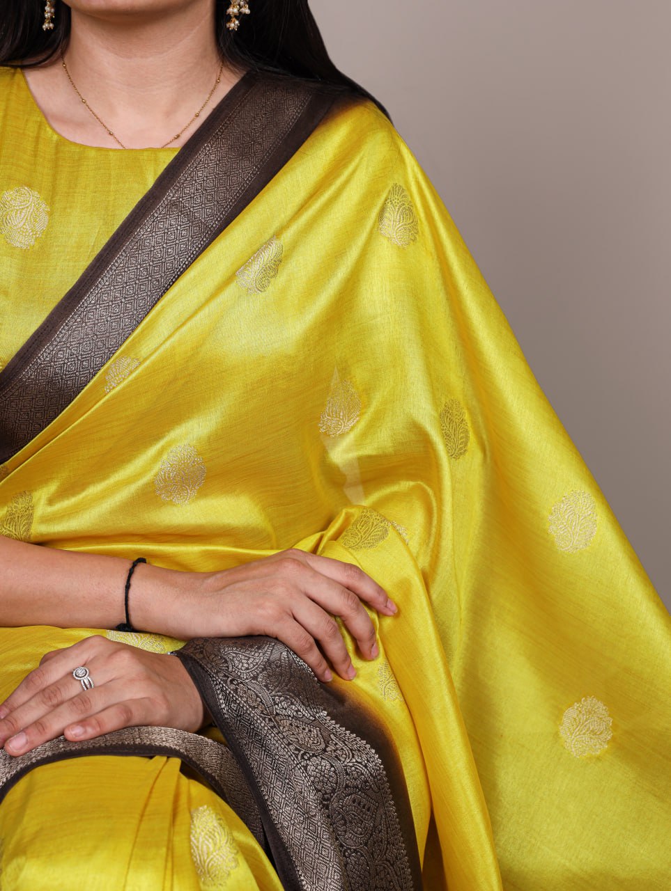 Yellow Rumali Silk Saree with Elegant Zari Weaving Matching Blouse