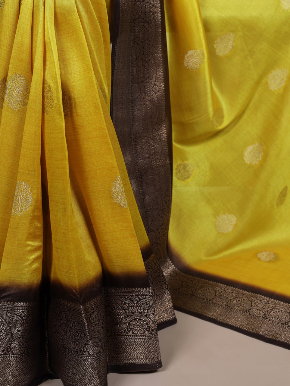 Yellow Rumali Silk Saree with Elegant Zari Weaving Matching Blouse