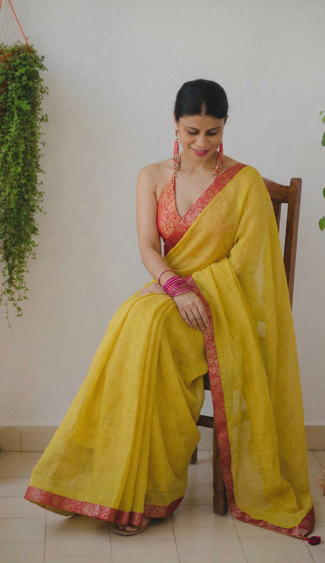 Yellow Upadda Silk Jacquard Weaving Saree with Banarasi Blouse